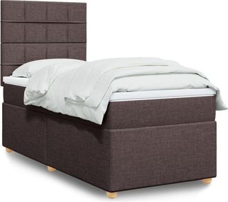 vidaXL Cama Box Spring Con Colch&oacute;n Tela Marr&oacute;n Oscuro 100x200 Cm Vidaxl