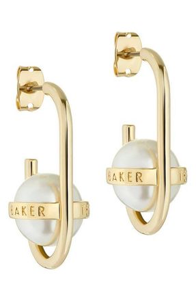 Ted Baker Perrita Imitation Pearl Hoop Earrings in Gold Tone/pearl at Nordstrom