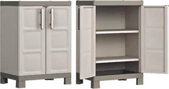 Keter Armario Excellence Bajoarmario Bajo De Almacenajeresina2 Puertas Y 2 Baldas Regulables En Alturacolor Arena/gris97 X 65 X 45 Cm