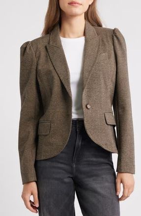 Wit & Wisdom Sing Puff Shoulder Blazer in Mocha Walnut Multi at Nordstrom Rack, Size X-Large