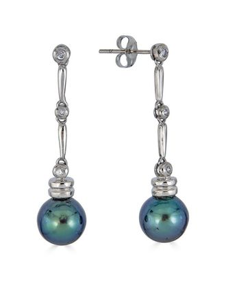 Belpearl Belpearl Silver 9-8.5Mm Freshwater Pearl Cz Earrings
