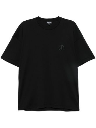 Giorgio Armani logo-embroidered T-shirt - Black