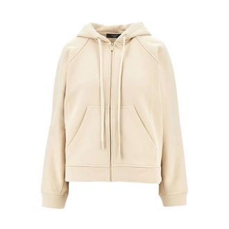 Max Mara Zip-throughs, female, Beige, Size: L Cotton Zip-up Sweatshirt