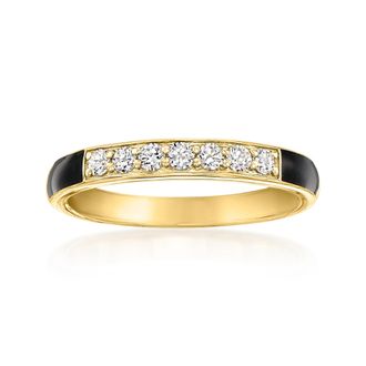 Ross-Simons Lab-Grown Diamond Ring With Black Enamel in 18kt Gold Over Sterling
