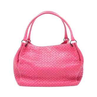 Bottega Veneta Pre-owned Intrecciato Leren Tote Bag - Dames - Pre-owned - Roze - Maat: ONE Size Leer