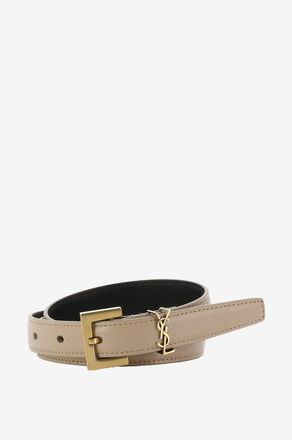 Saint Laurent D&uuml;nner Lederg&uuml;rtel mit Monogramm Cassandre - 2 cm