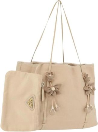 Prada Pre-owned Handbags, female, Beige, Size: ONE SIZE Pre-owned Fabric Handbag