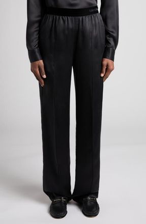 Tom Ford Silk Satin Pajama Pants in Black at Nordstrom, Size X-Large