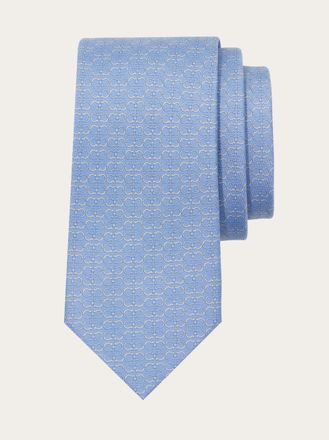 Ferragamo Men Gancini print silk tie Blue