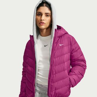 Nike Womens Nike Sportswear Windpuffer Therma-FIT Hooded Down Jacket in Red | IF5883-630