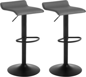 Woltu 2x Taburete De Bar Acero Cromado Piel Sint&eacute;tica Sillas Alta Taburete Cocina Silla De Comedor Paquete De 2 Unidades Gris - Woltu