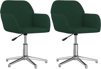 vidaXL Sillas De Comedor Giratorias 2 Uds Tela Verde Oscuro Vidaxl