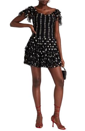 Valentino Garavani Valentino Black and White Polka Dot Ruched Mini Dress Size XS