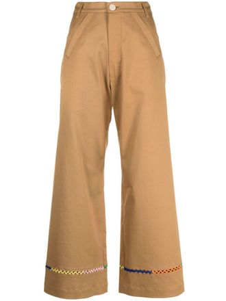 Mii Pantaloni con bordo alluncinetto - Marrone