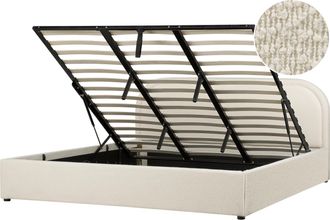 Beliani Cama Moderna Con Almacenaje De Boucl&eacute; Beige Claro 180 X 200 Cm Quillien