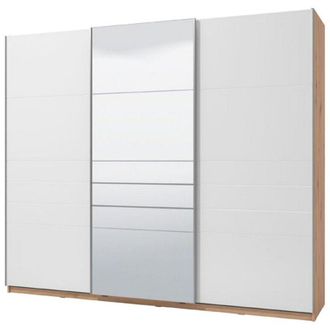Dmora Guardaroba Grande Carasco, Armadio Camera da Letto Appendiabiti, 6 Ripiani, 3 Ante, 262.5x224h cm Bianco Opaco
