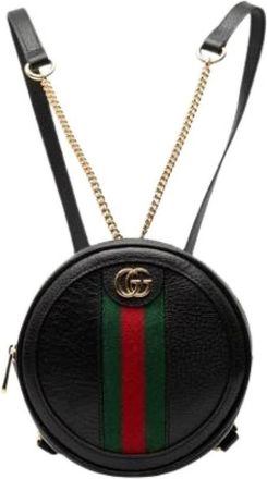 Gucci Pre-owned Backpacks, female, Black, Size: ONE SIZE Pre-owned Leather Backpack