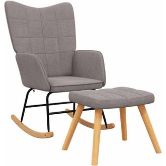 vidaXL Silla Mecedora Con Reposapi&eacute;s Tela Gris Taupe Vidaxl