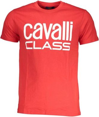 Cavalli Rode Katoen Print Logo T-Shirt - Heren - T-shirts - Rood - M - Katoen - Tops