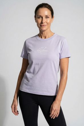 Calvin Klein Jeans T-Shirt CALVIN KLEIN JEANS SS CLASSIC FIT TEE, Damen, Gr. XL (44), lavender blush, Single Jersey, Obermaterial: 100% Baumwolle, unifarben, regular fit