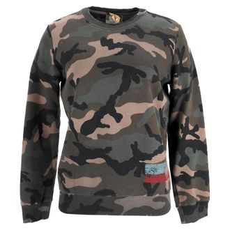 Valentino Valentino Garavani camouflage sweatshirt met verwassen look in kaki katoen