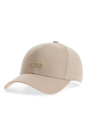 BOSS Zed Embroidered Logo Adjustable Baseball Cap in Open Beige at Nordstrom