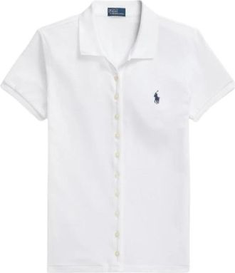 Polo Ralph Lauren Polo met korte mouwen - Dames - Overhemden - Wit - L - Katoen - Overhemden