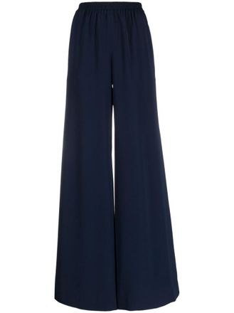 Gianluca Capannolo Navy Blue Satin Wide Leg Trousers