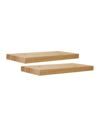 Deco Wood Pack 2 mesitas de noche de madera maciza flotante marr&oacute;n claro 45cm