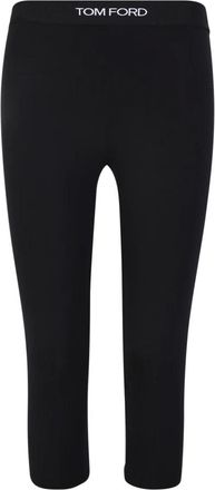 Tom Ford Leggings, female, Black, Size: S Black Trousers with Unique Logo