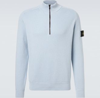 Stone Island Pullover Compass in cotone con mezza zip