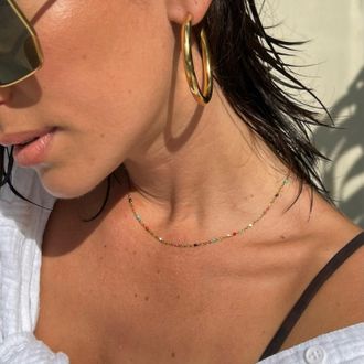 Ellie Vail Gwen Colorful Dainty Resin Beaded Necklace In Multi