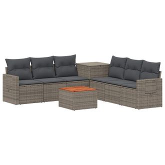 vidaXL Juego De Sof&aacute; 8 Uds. Gris Y Gris Oscuro Rat&aacute;n Sint&eacute;tico Y Acero Vidaxl