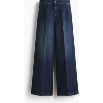 H&M Super Wide High Jeans in Dark Denim Blue at Nordstrom, Size 10
