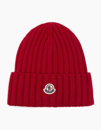 Moncler Womens WOMENS ARCHIVE LOGO HAT - Red - Size: OS