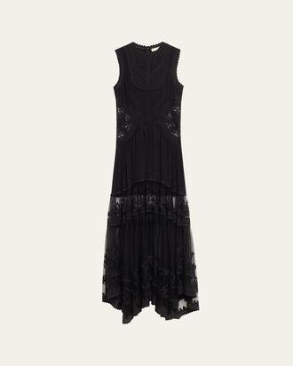 Ulla Johnson Floral Lace Silk Crepe De Chine Gown