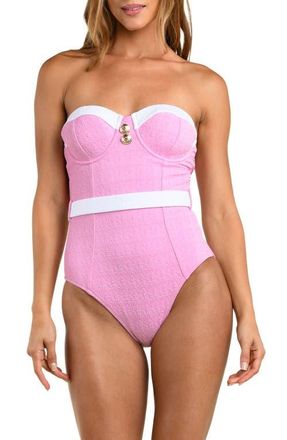 L'agence Amie Colorblock Jacquard One-Piece Swimsuit in Blush at Nordstrom, Size X-Small