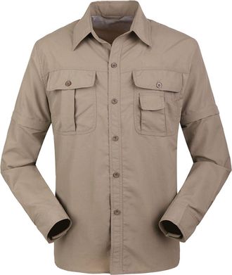 Generic Mens Outdoor Shirt Quick Dry Long Sleeve Shirts Safari Shirts Button-down Shirt Breathable Wicking Quick Drying Outdoor Shirts With Pockets For Hiking