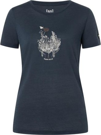 super.natural Flowerhands Tee Merinoshirt f&uuml;r Damen | blau/ copper