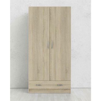 Dmora Dmora - Armario 2 puertas 1 cajón 79,4x170,4x35,7, Estructura en chapa laminada, Beige