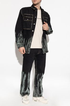 Off-white Jeans With Logo, Mens, Black