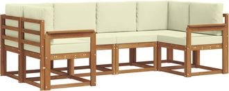 vidaXL Conjunto De Sof&aacute;s De Exterior 6 Uds. Natural Y Crema Vidaxl
