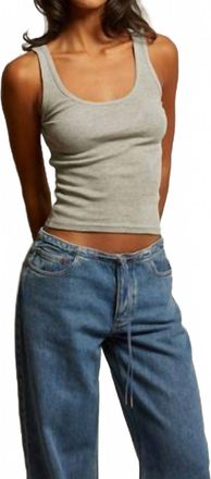 perfectwhitetee Mia Fine Variegated Rib Tank In Heather Grey