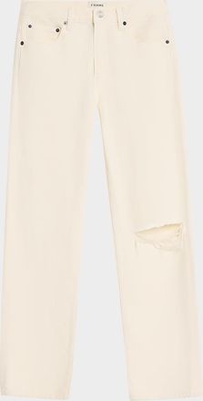 Frame Denim Men & apos;s Ripped-Knee Straight Leg Five-Pocket Jeans