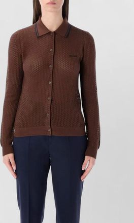 Miu Miu cotton lace-knit slim-fit cardigan