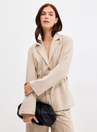 Contemporaine Womens Thin belt flowy hammered blazer