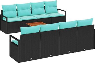 vidaXL Conjunto De Sof&aacute;s De Jard&iacute;n 9 Uds. Negro Rat&aacute;n Sint&eacute;tico Vidaxl