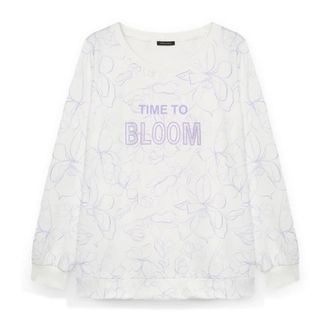 Fiorella Rubino Bloemen Sweater met Tekst - Dames - Sweatshirts - Wit - S - Hoodies & sweatvesten