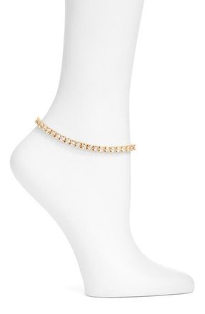 BEN ONI Round Cut Tennis Anklet in Gold at Nordstrom