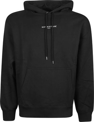 Maison Kitsun&eacute; Black Organic Cotton Drawstring Hoodie